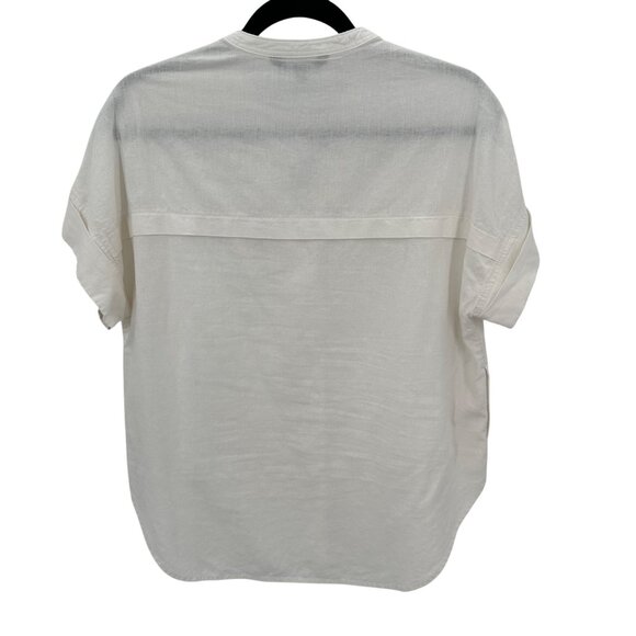 Nicole Miller Womans White Linen Blend Short Sleeve Button Detail Blouse S - Picture 3 of 10